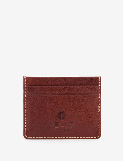 Slim Brown Leather Card Holder by 1642 - Yoshi