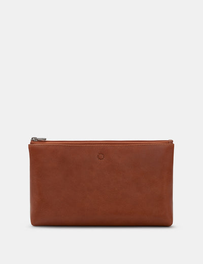 Kensington Brown Leather Clutch Bag - Yoshi