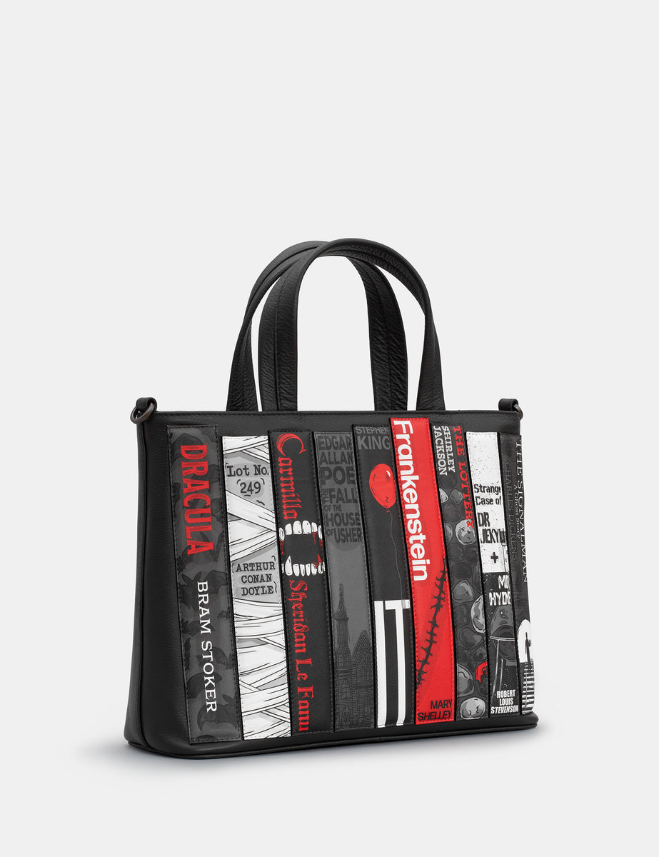Horror Bookworm Black Leather Multiway Grab Bag By Yoshi