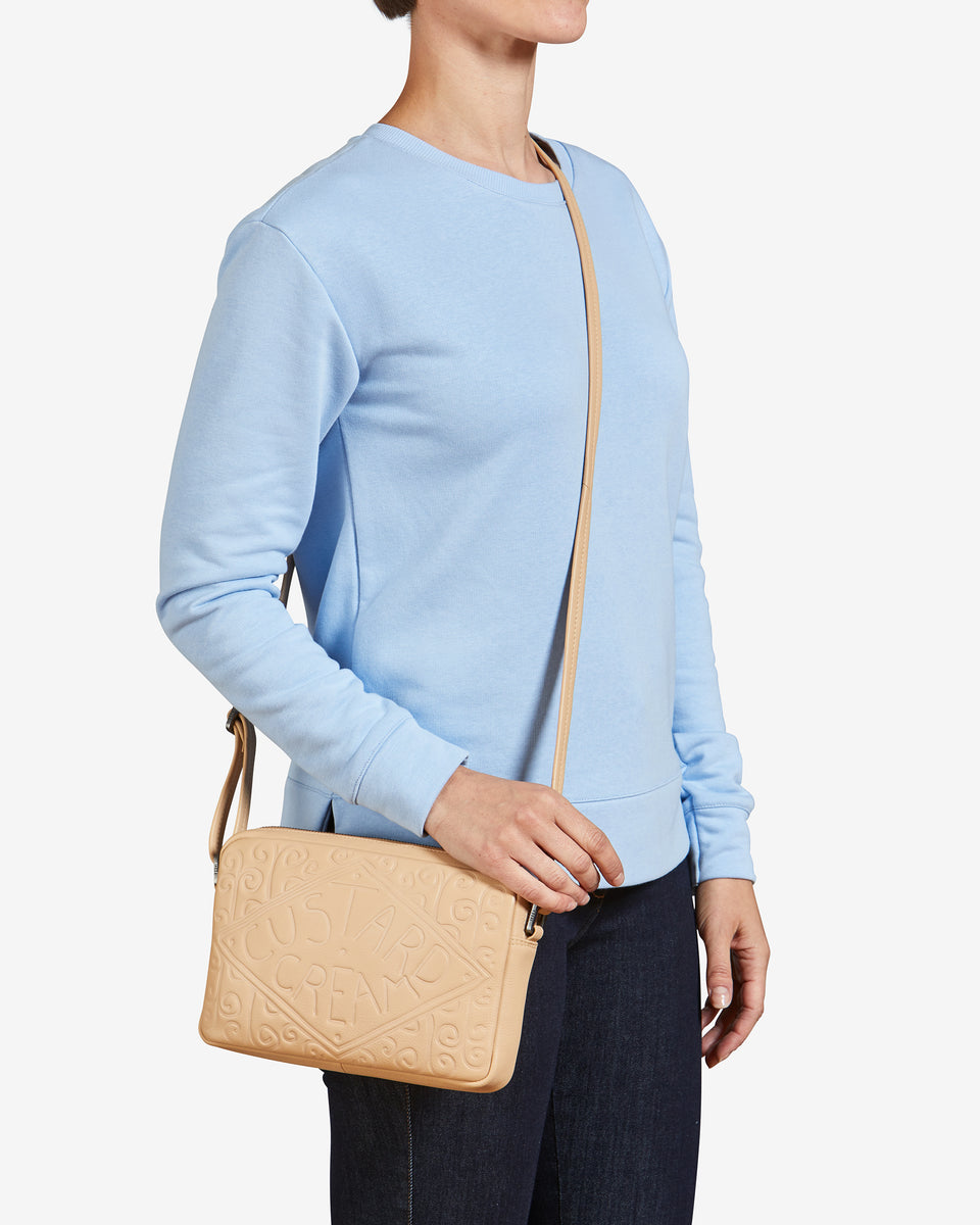 Custard Cream Leather Cross Body Bag Handbag By Yoshi