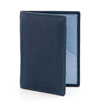 Navy Leather Oyster Card Holder by Gryphen - Yoshi