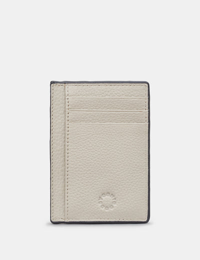 Warm Grey Leather Card Holder With ID Window - Yoshi