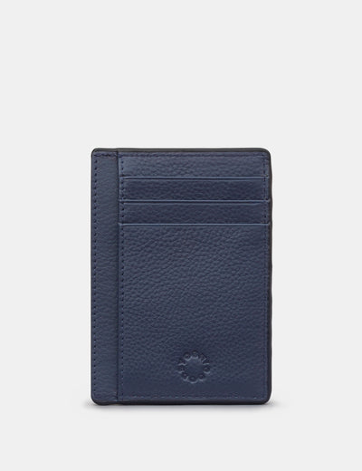Navy Leather Card Holder With ID Window - Yoshi