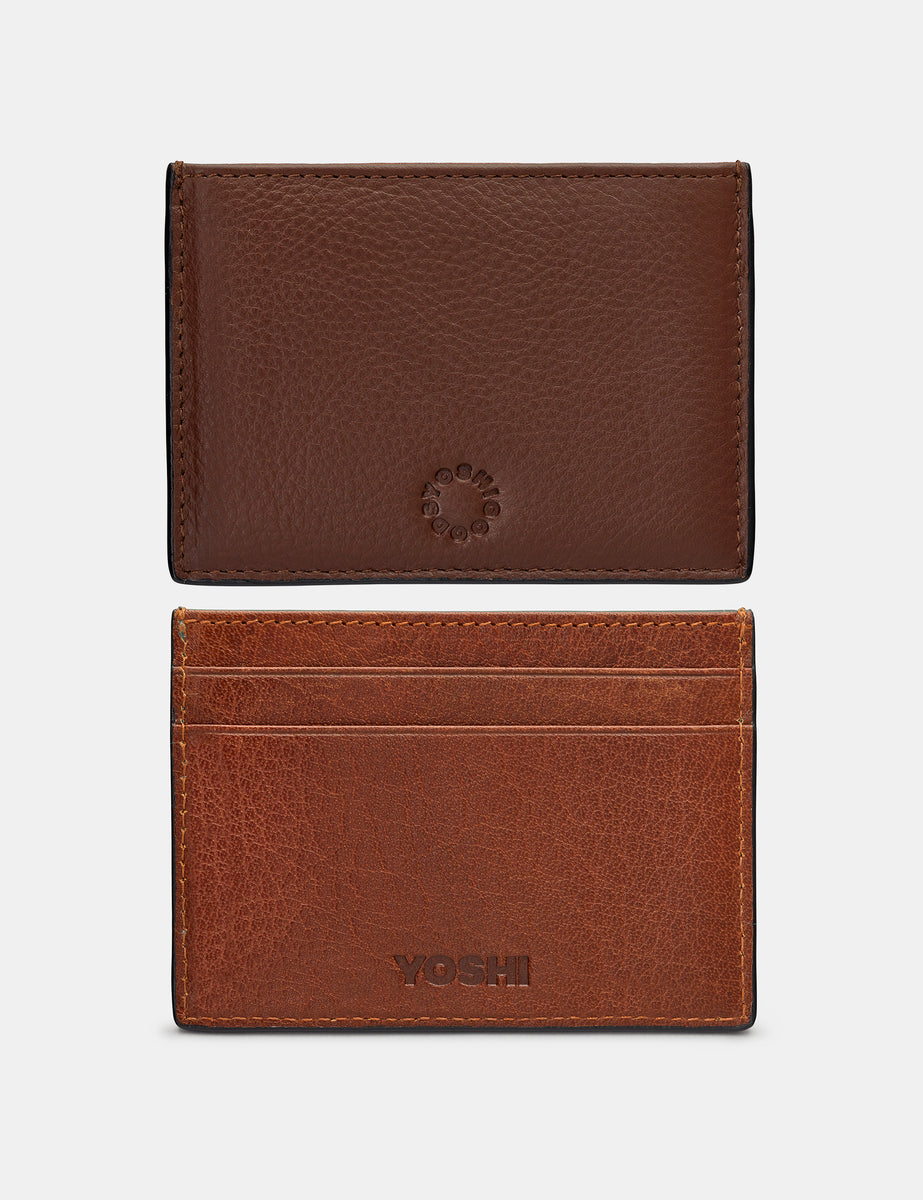 Football Brown Leather Slim Academy Card Holder By Yoshi