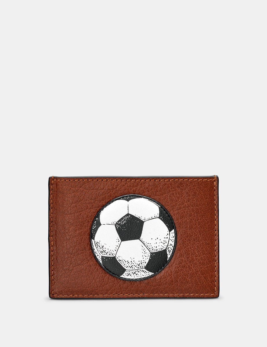 Football Brown Leather Slim Academy Card Holder By Yoshi