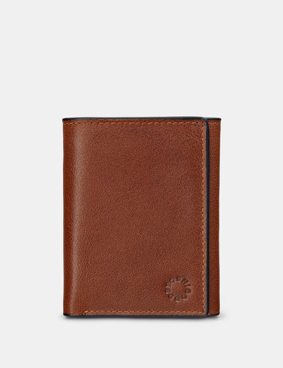 Three Fold Brown Leather Wallet - Yoshi