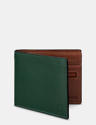 Racing Green And Brown Leather Wallet - Yoshi