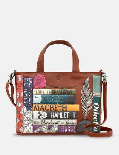 Shakespeare Bookworm Brown Leather Multiway Grab Bag - Yoshi