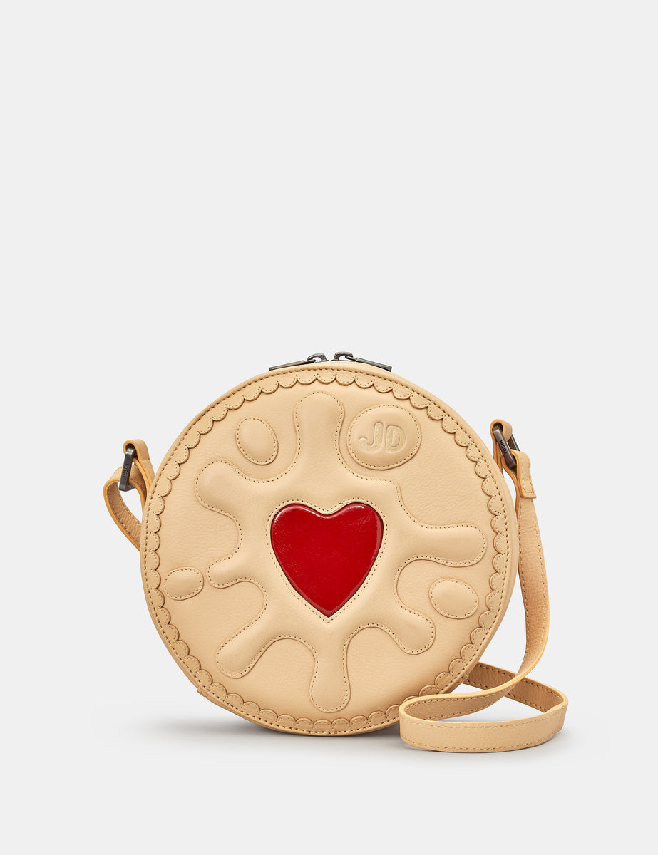 Jammie Dodger Biscuit Leather Ladies Cross Body Bag | Handbag By Yoshi