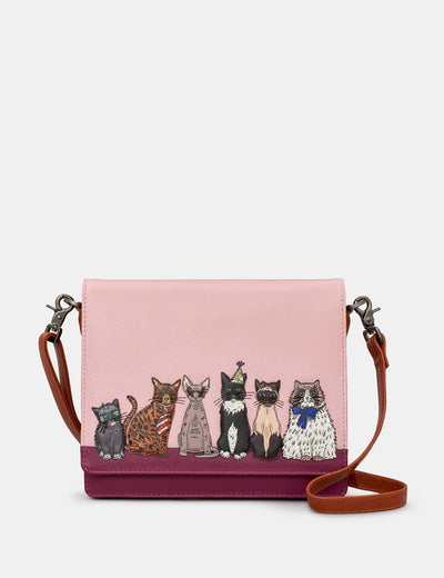 Party Cats Leather Flap Over Cross Body Bag - Yoshi