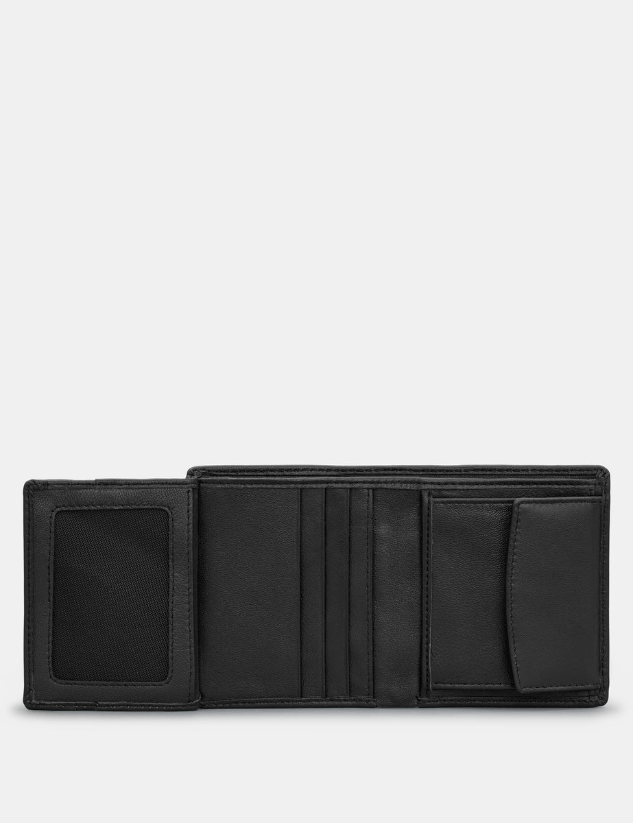 Two Fold Black Leather Coin Pocket Wallet For MeN – Yoshi