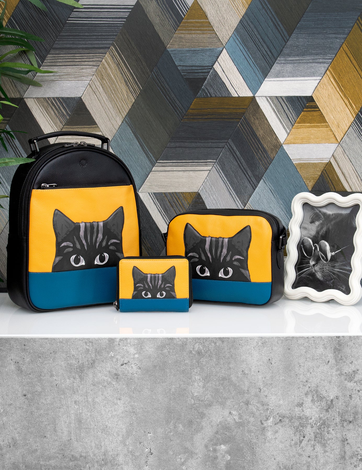 Cat Colour Block Leather Camera Bag | Cross Body Bag By Yoshi