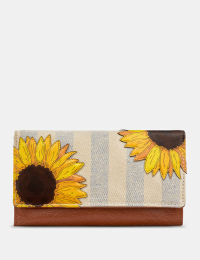 Sunflower Bloom Leather And Canvas Hudson Purse - Yoshi