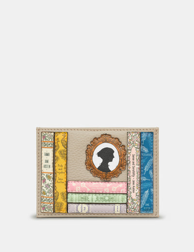Jane Austen Bookworm Warm Grey Leather Academy Card Holder - Yoshi