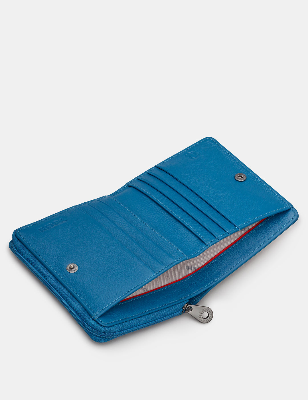 バッグ yoshie.s Peacock Plume Petrol Blue Leather Zip Around Purse for Women