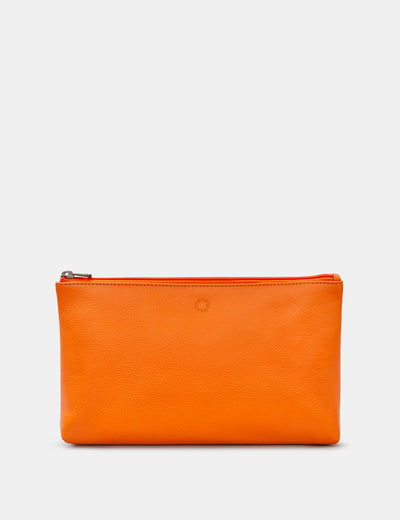 Kensington Orange Leather Clutch Bag - Yoshi
