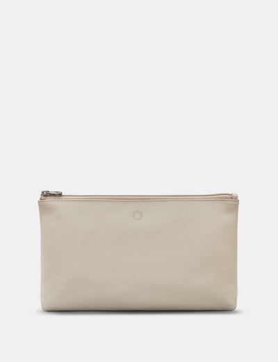 Kensington Warm Grey Leather Clutch Bag - Yoshi