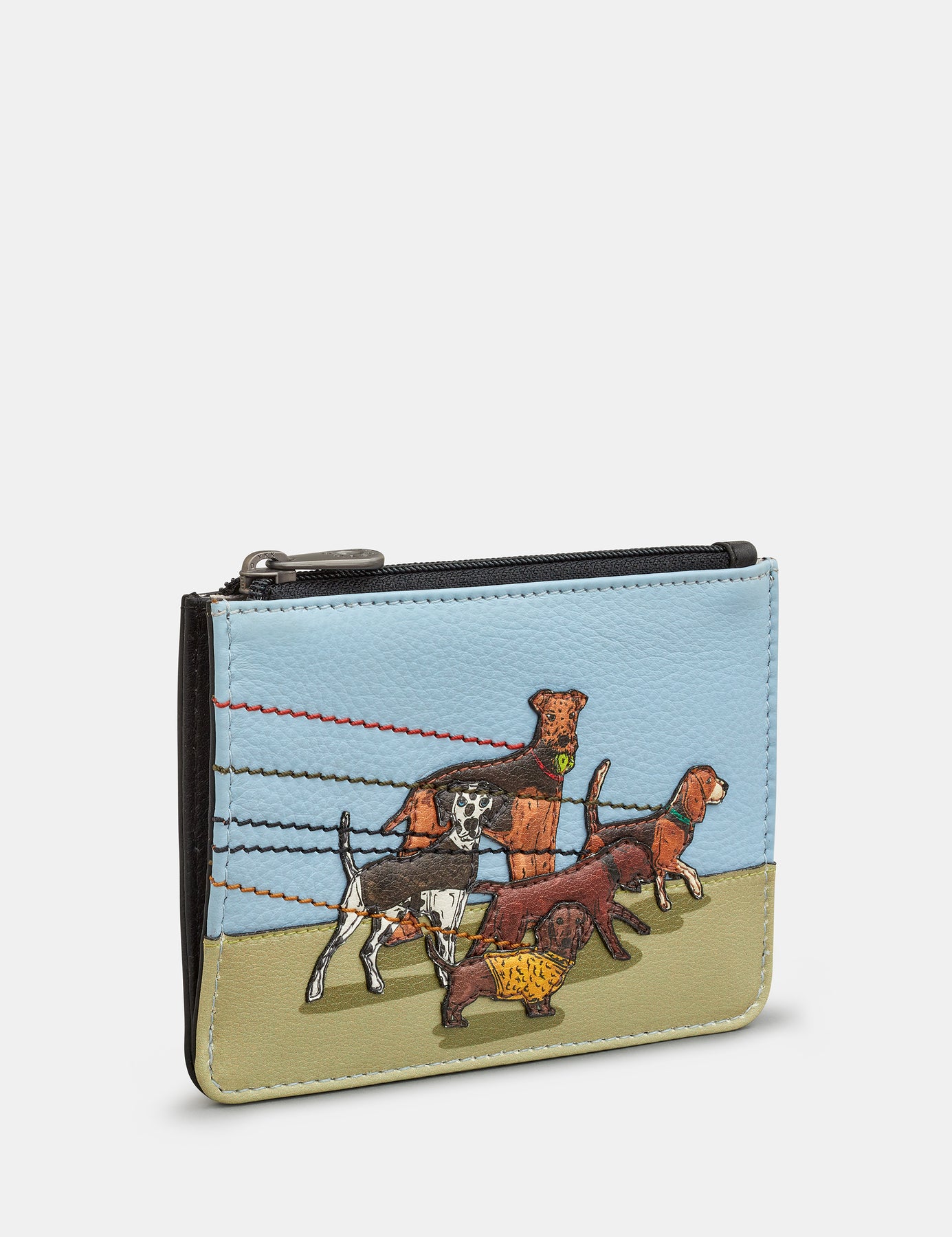 Dog Walk Black Leather Zip Top Purse by Yoshi
