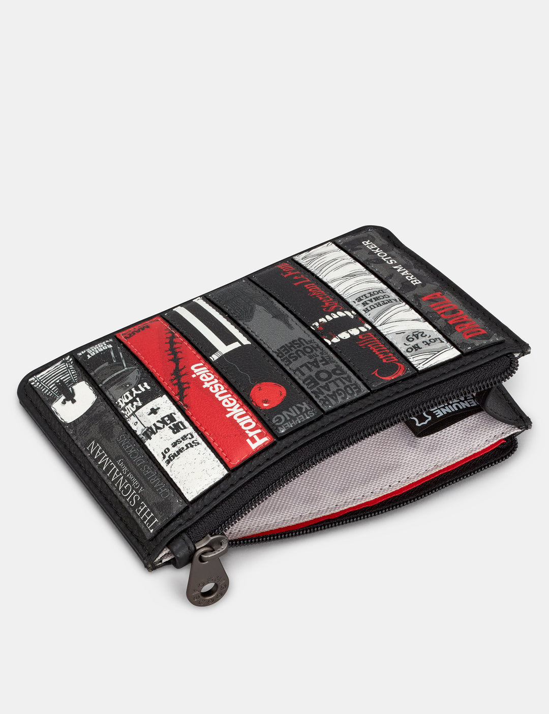 Horror Bookworm Zip Top Black Leather Book Purse By Yoshi