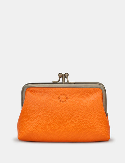 Orange Leather Aubrey Frame Purse - Yoshi