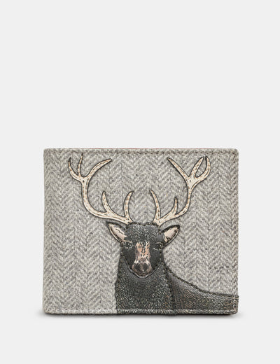 Stag Tweed & Brown Leather Wallet - Yoshi
