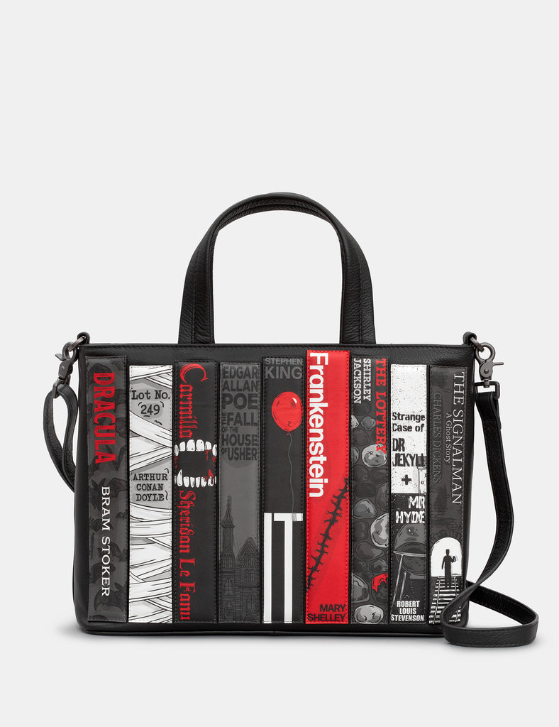 Horror Bookworm Black Leather Multiway Grab Bag By Yoshi