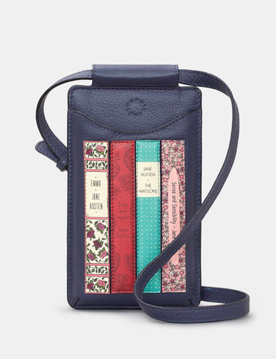 Jane Austen Bookworm Navy Leather Phone Case - Yoshi