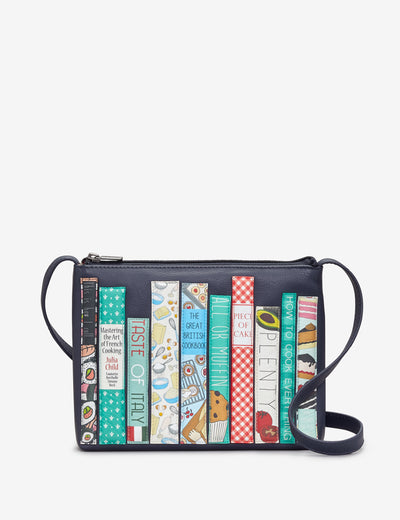 Bookworm Cookbook Navy Leather Cross Body Bag - Yoshi