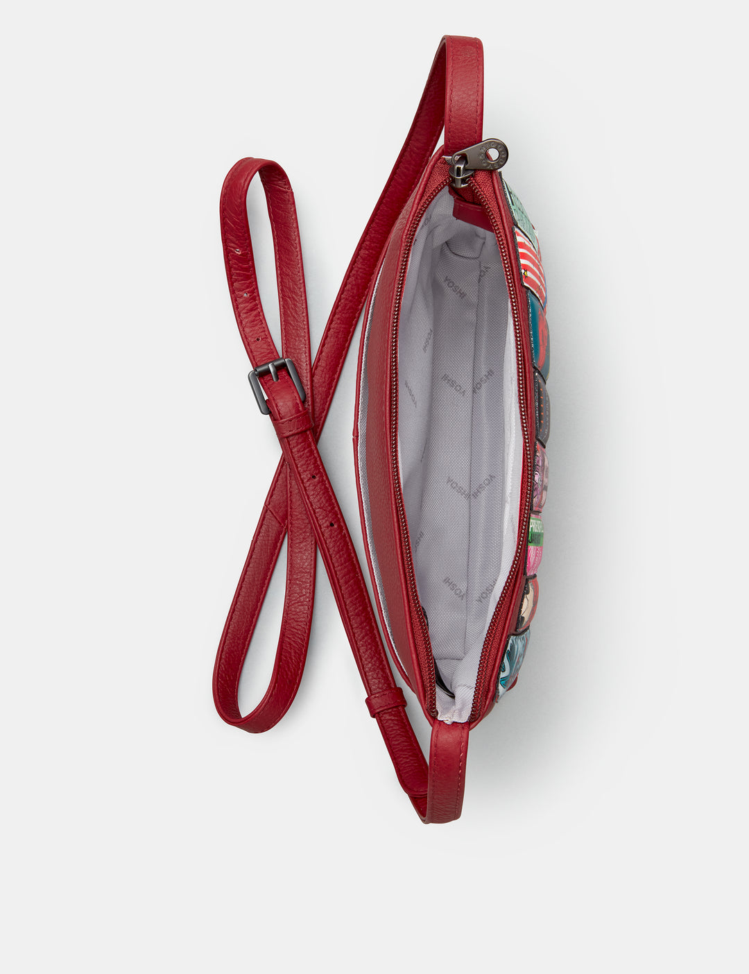 Bookworm Cherry Red Leather Parker Cross Body Bag By Yoshi