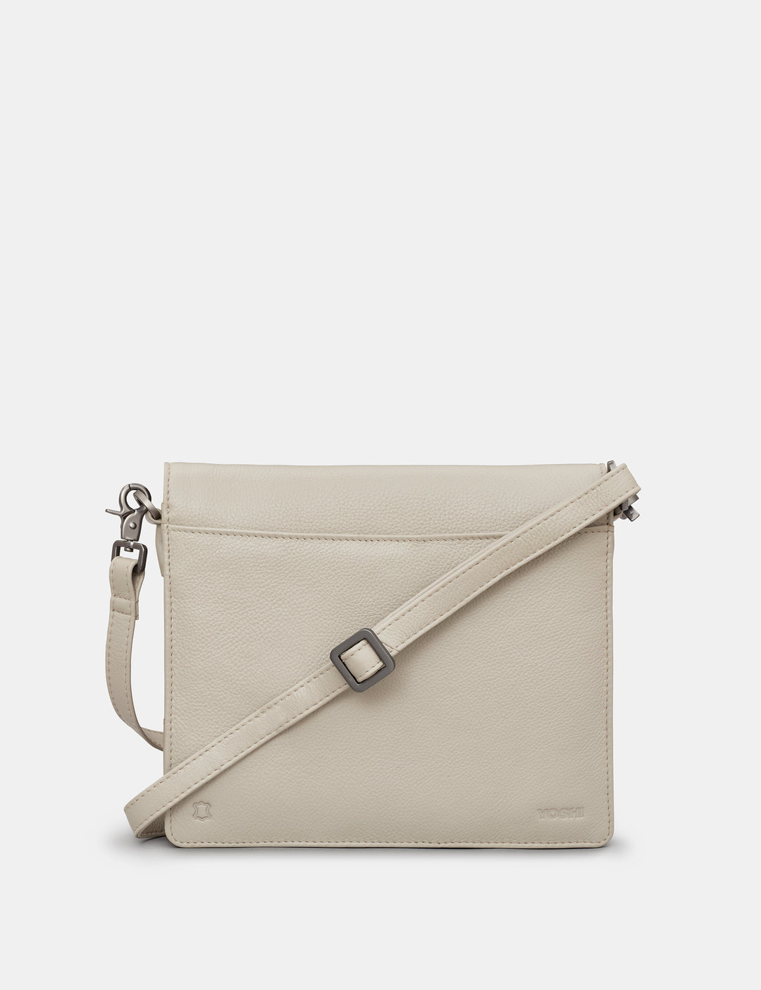 Jane Austen Bookworm Warm Grey Leather Flap Over Cross Body Bag Yoshi