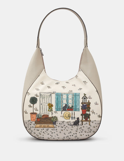 Country Cottage Warm Grey Leather Shoulder Bag - Yoshi