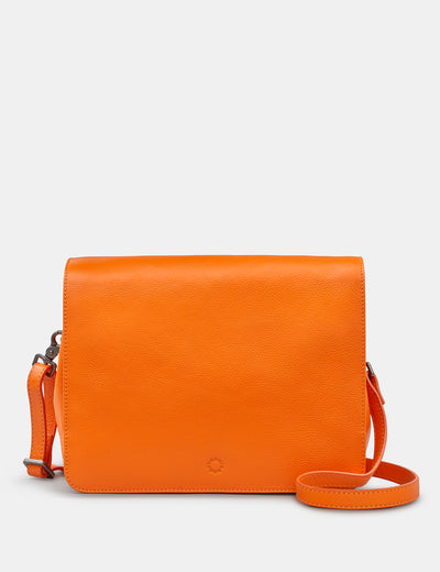 Bexley Orange Leather Flap Over Bag - Yoshi