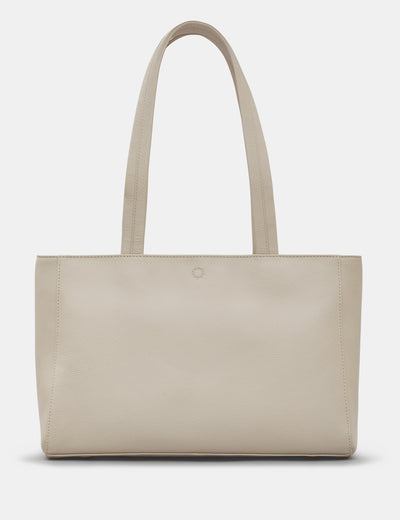 Harrington Warm Grey Leather Shoulder Bag - Yoshi