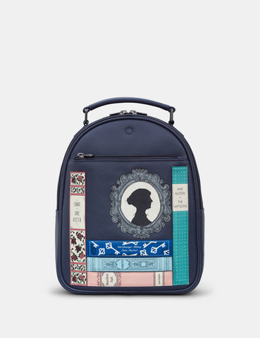Yoshi Portafoglio Donna In Vera Pelle Blu Navy Con Blocco RFID - Ispirato A Jane Austen, 10 Scomparti, Dimensioni 14x8,5x3 Cm