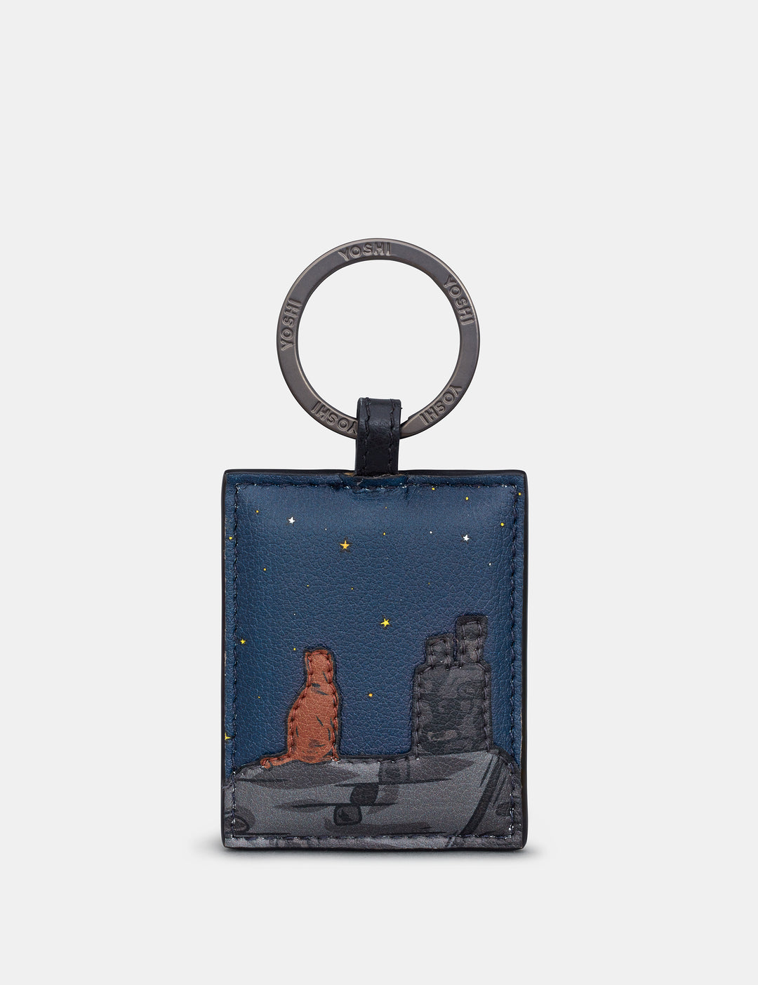 Stargazing Cats Leather Keyring By Yoshi