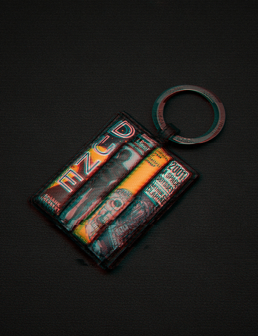 Sci-Fi Bookworm Black Leather Book Themed Keyring By Yoshi