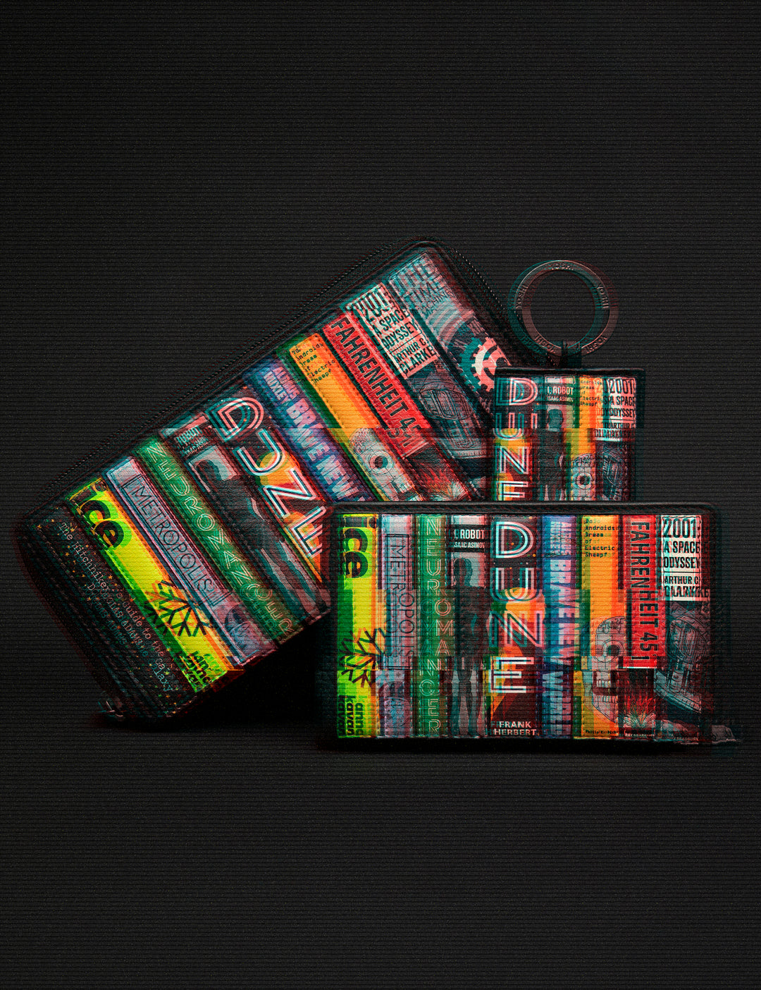 Sci-Fi Bookworm Black Leather Book Themed Keyring By Yoshi