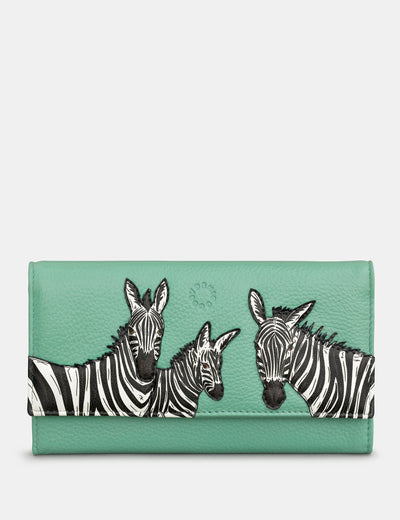 Dazzle of Zebras Mint Green Leather Hudson Purse - Yoshi