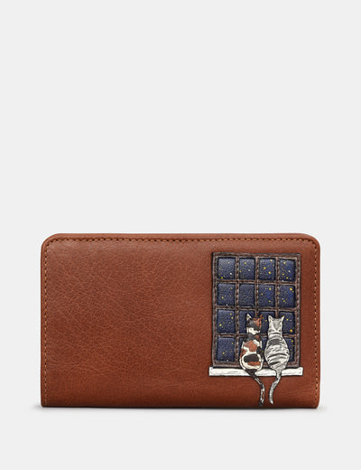 Midnight Cats Brown Leather Oxford Purse - Yoshi