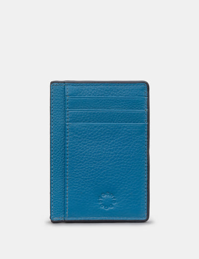 Petrol Blue Leather Card Holder With ID Window - Yoshi