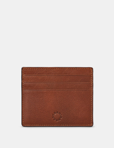 Slim Brown Leather Card Holder - Yoshi