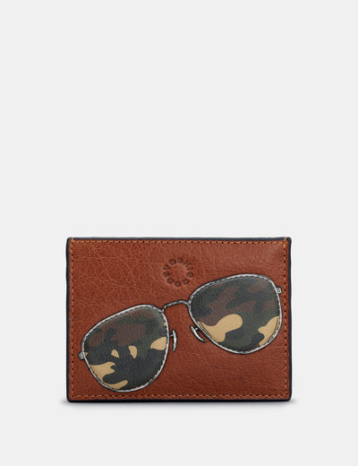 Aviators Brown Leather Card Holder - Yoshi