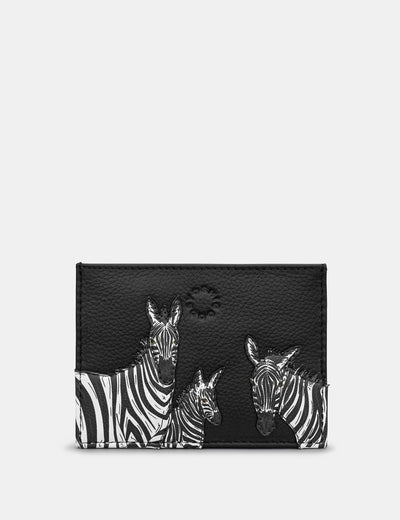 Dazzle of Zebras Black Leather Card Holder - Yoshi
