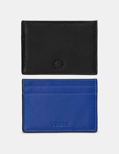 Black And Blue Leather Academy Card Holder - Yoshi