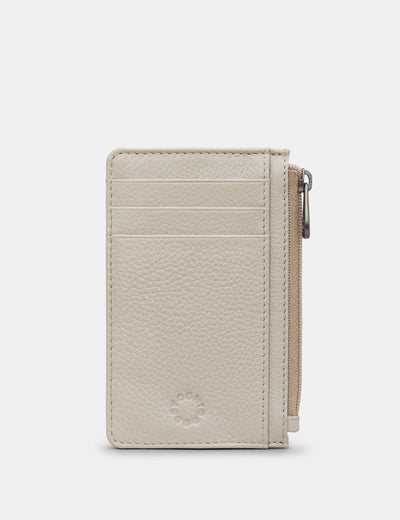Zip Top Warm Grey Leather Card Holder - Yoshi