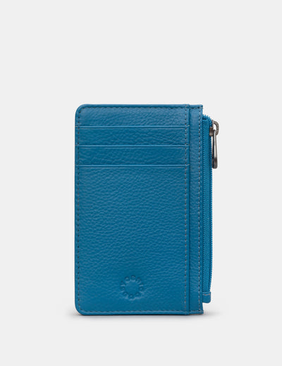 Zip Top Petrol Blue Leather Card Holder - Yoshi