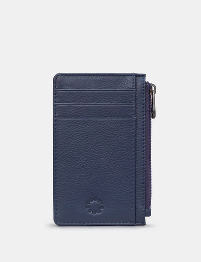 Zip Top Navy Leather Card Holder - Yoshi