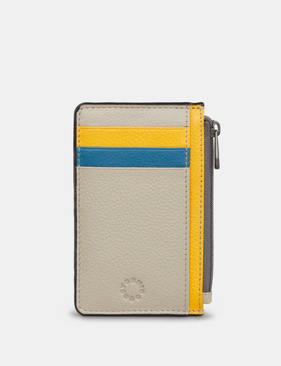 Coastal Colour Block Zip Top Leather Card Holder - Yoshi