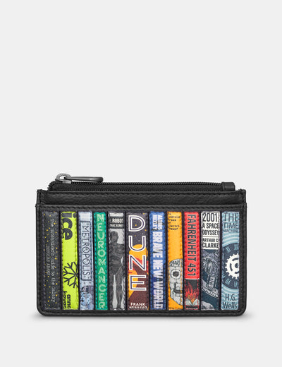 Sci-Fi Bookworm Black Leather Morton Card Holder - Yoshi