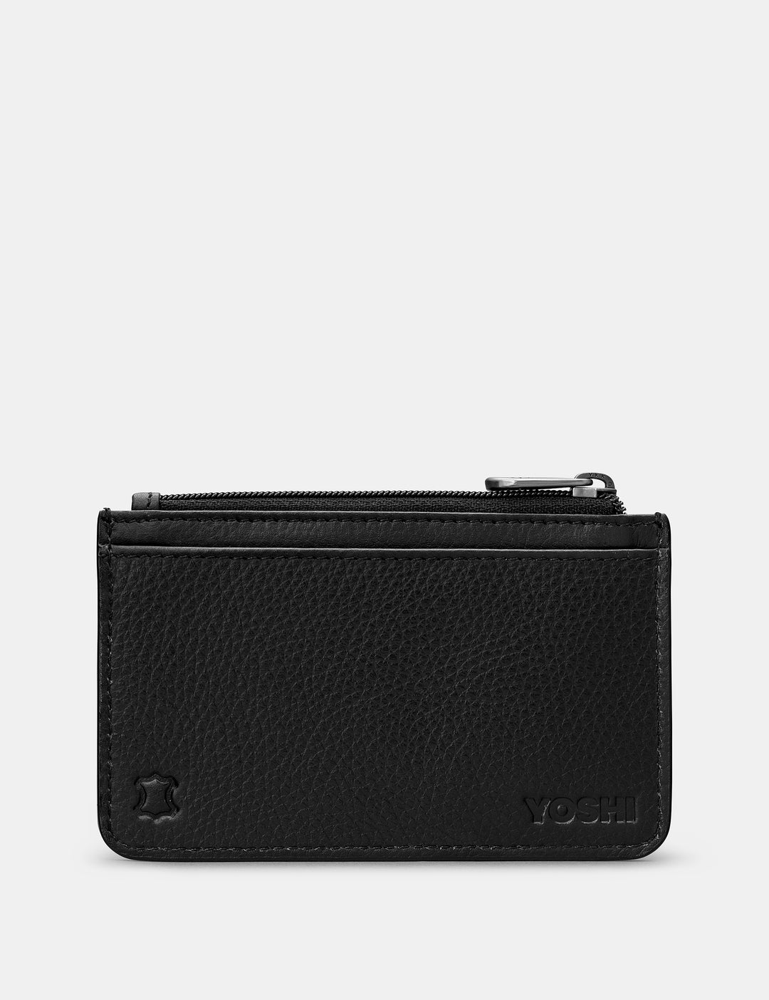 [フェネック]25SS★REVER CARD HOLDER - BLACK Black Leather Zip Top Card Holder By Yoshi